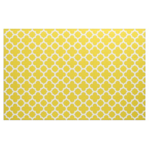 Lemon Yellow Classic Quatrefoil Pattern Fabric