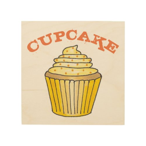 Lemon Yellow Cupcake Cake Sprinkles Food Kitchen Wood Wall Decor