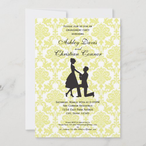 Lemon Yellow Damask Invitations
