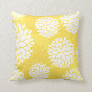 Lemon Yellow Floral Pattern Pillow