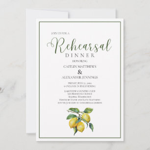 Lemon Yellow Floral Wedding Rehearsal Dinner Invitation