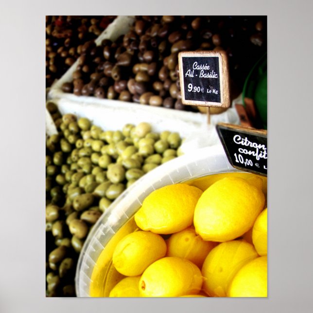 Lemon Yellow France Market Kitchen Art Poster (Front)