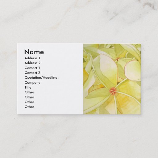 Customizable Lemon Yellow Frangipani Business Cards