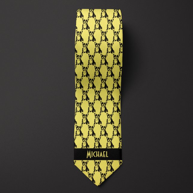 Lemon Yellow French Bulldog Neck Tie (Creator Uploaded)