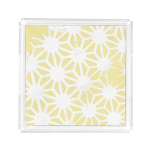 Lemon yellow geometric pattern acrylic tray