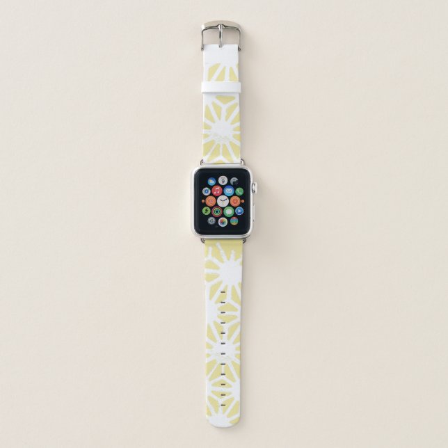 Lemon yellow geometric pattern apple watch band (Front)