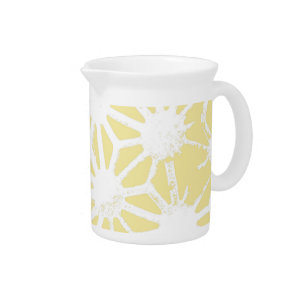 Lemon yellow geometric pattern beverage pitcher