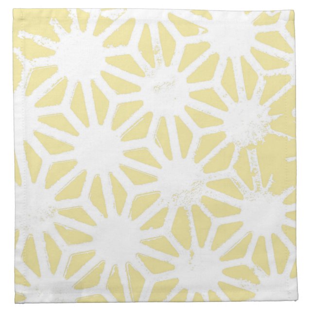Lemon yellow geometric pattern cloth napkin (Front)