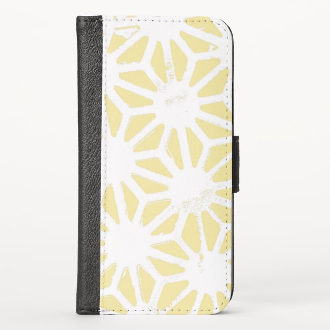 Lemon yellow geometric pattern iPhone wallet case (Front)