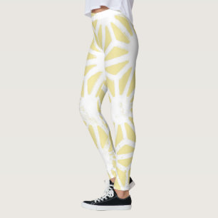 Lemon yellow geometric pattern leggings