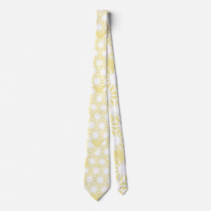 Lemon yellow geometric pattern neck tie
