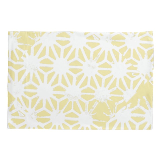 Lemon yellow geometric pattern pillow case (Back)