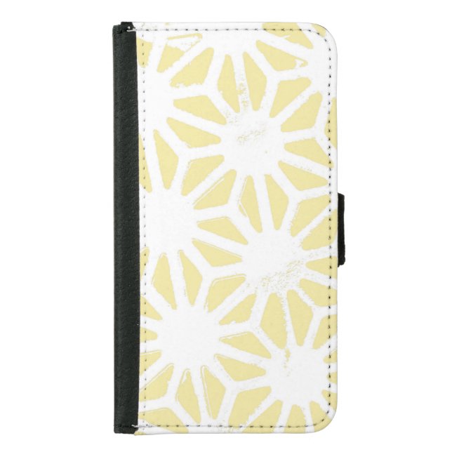 Lemon yellow geometric pattern samsung galaxy wallet case (Front)
