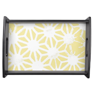 Lemon yellow geometric pattern serving tray