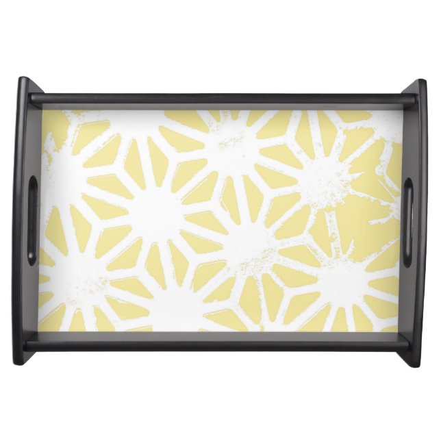 Lemon yellow geometric pattern serving tray (Front)