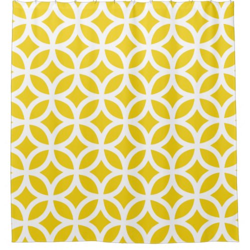 Lemon Yellow Geometric Pattern Shower Curtains