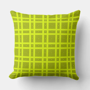 Lemon yellow geometric pattern throw pillow