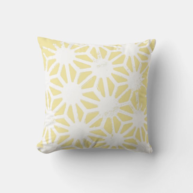 Lemon yellow geometric pattern throw pillow (Front)