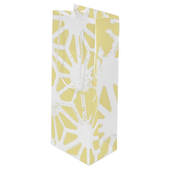 Lemon yellow geometric pattern wine gift bag (Front Angled)