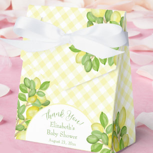 Lemon Yellow Gingham Baby Shower Favor Boxes