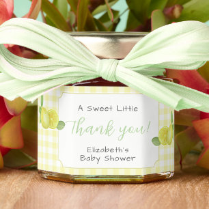 Lemon Yellow Gingham Baby Shower Honey Jar Favors