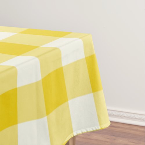 Lemon Yellow Gingham  Buffalo Check Tablecloth