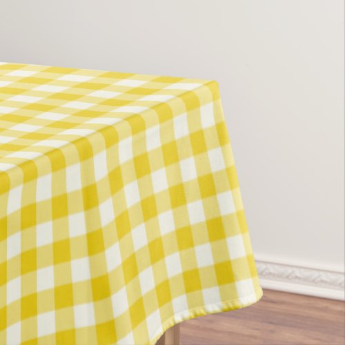 Lemon Yellow Gingham Cotton Tablecloth