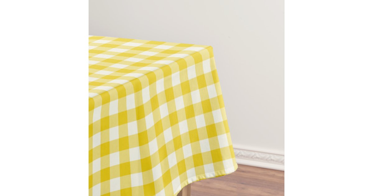 Lemon Yellow Gingham Cotton Tablecloth Zazzle