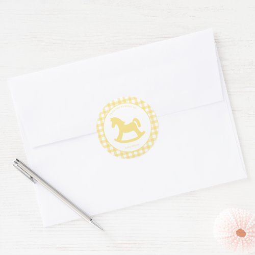 Lemon yellow Gingham gender neutral envelope seal