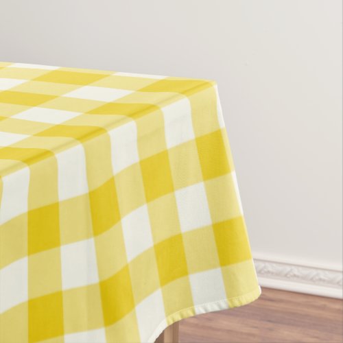 Lemon Yellow Gingham Pattern Check Tablecloth
