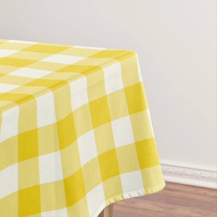 Lemon Yellow Gingham Pattern Check Tablecloth