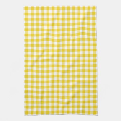 Lemon Yellow Gingham Pattern Kitchen Towels