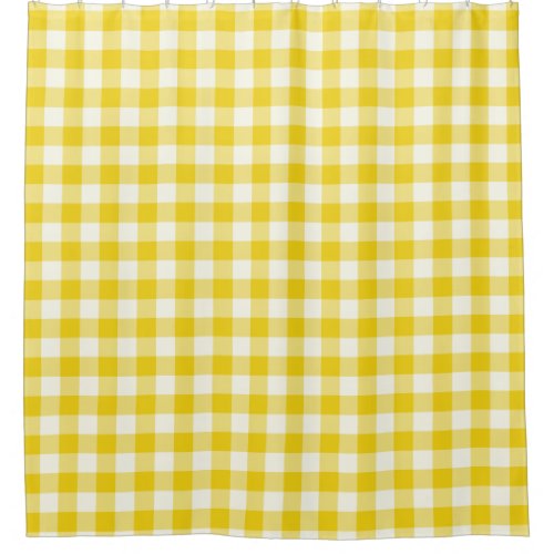 Lemon Yellow Gingham Shower Curtains