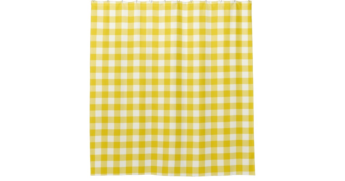Lemon Yellow Gingham Shower Curtains Zazzle