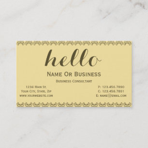 Lemon Yellow Golden Brown Hello Text Business Card