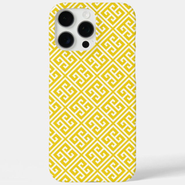 Lemon Yellow Greek Key Pattern Case-Mate iPhone Case (Back)