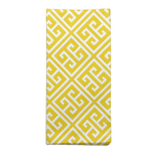 Lemon Yellow Greek Key Pattern Napkin