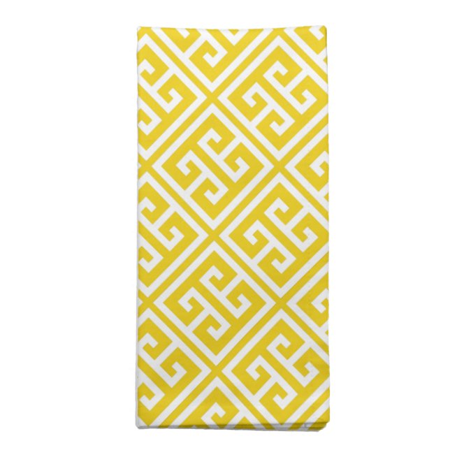 Lemon Yellow Greek Key Pattern Napkin (Folded)