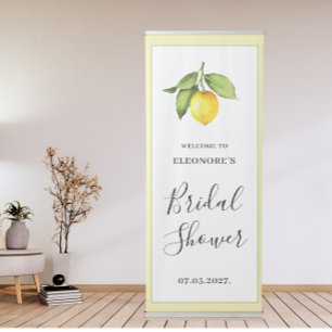 Lemon Yellow Green Bridal Shower Welcome Retractable Banner