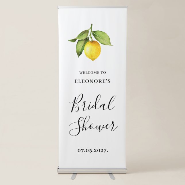 Lemon Yellow Green Bridal Shower Welcome  Retractable Banner (Front)
