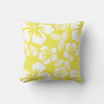 Lemon Yellow Hawaiian Tropical Hibiscus Throw Pillow at Zazzle