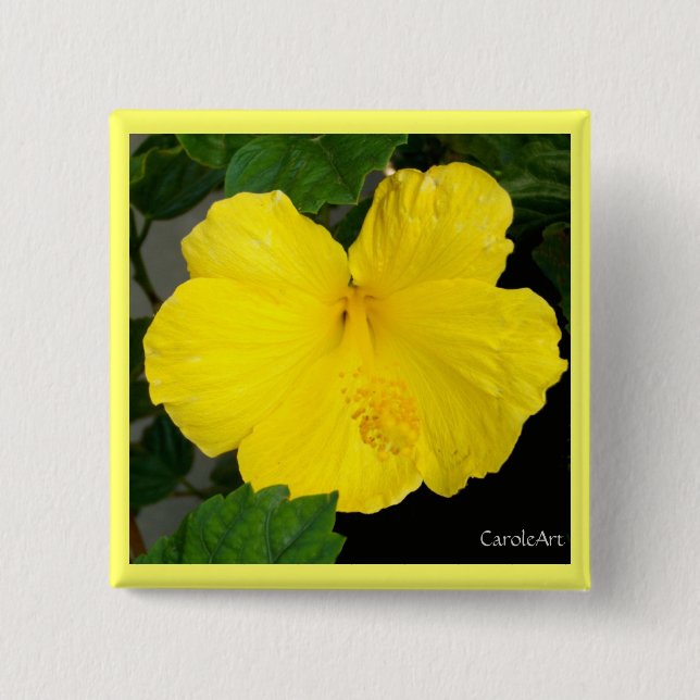 Lemon Yellow Hibiscus Button (Front)