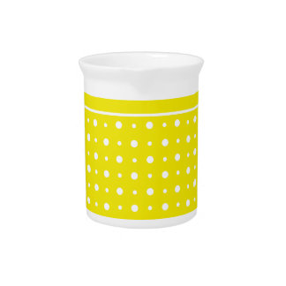 Lemon Yellow Jug or Pitcher, White Polka Dots Pitcher