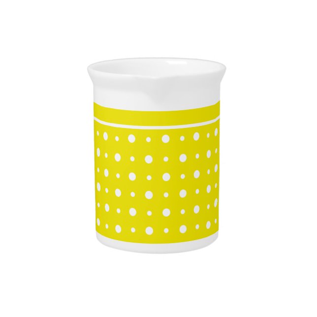Lemon Yellow Jug or Pitcher, White Polka Dots Pitcher (Front)