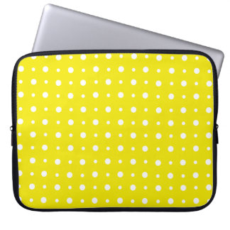 Lemon Yellow Laptop Sleeve with White Polka Dots