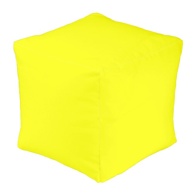 Lemon Yellow Large Cube Pouf 18" x 18" x 18" (Angled Front)