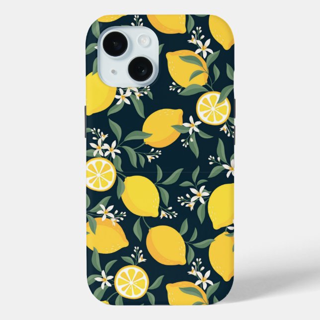 Lemon Yellow Leaf Pattern Case-Mate iPhone Case (Back)