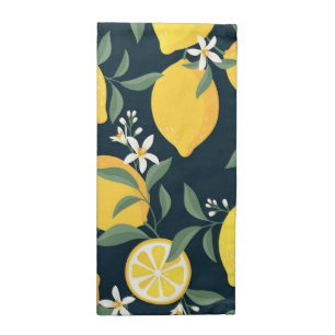 Lemon Yellow Leaf Pattern Cloth Napkin