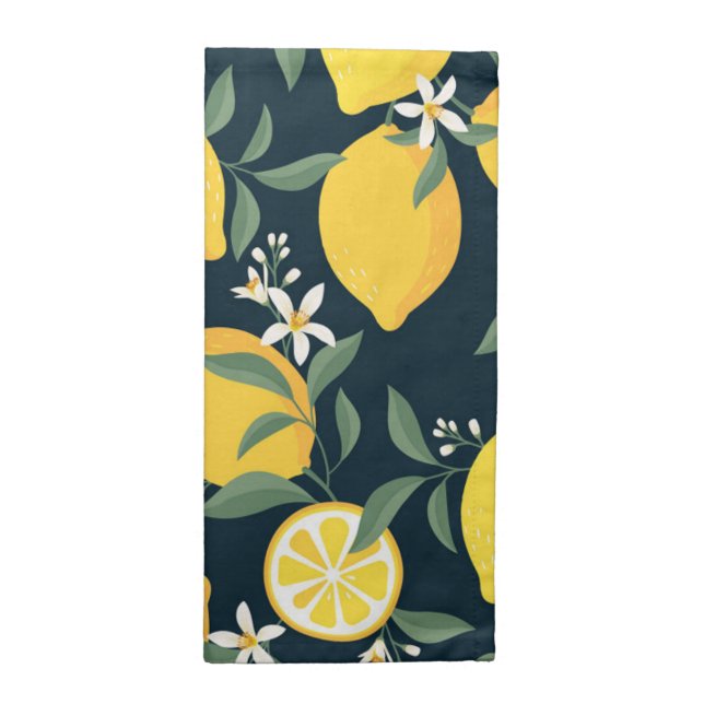 Lemon Yellow Leaf Pattern Cloth Napkin (Half Fold)