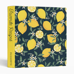 Lemon Yellow Leaf Pattern   Favorite Recipes 3 Ring Binder